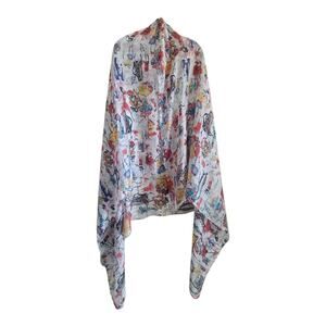 FULARS Scarf 100% Silk Italy Artsy Multicolor Fashion Pattern Rectangle 68 x 44"